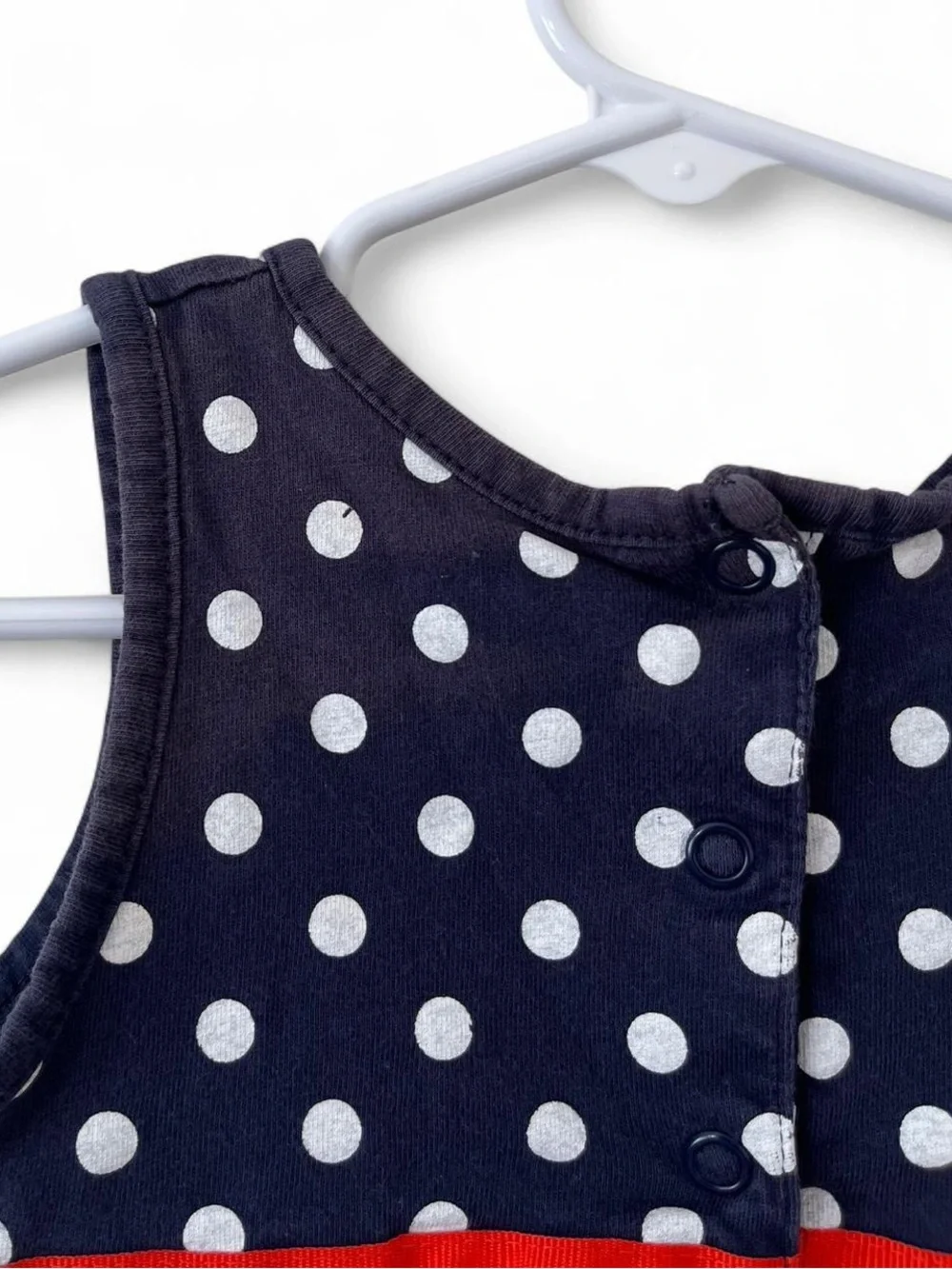 18M Bubble Romper Sunsuit Carters Girls Navy Blue White Polka Dot Red Sash Bow